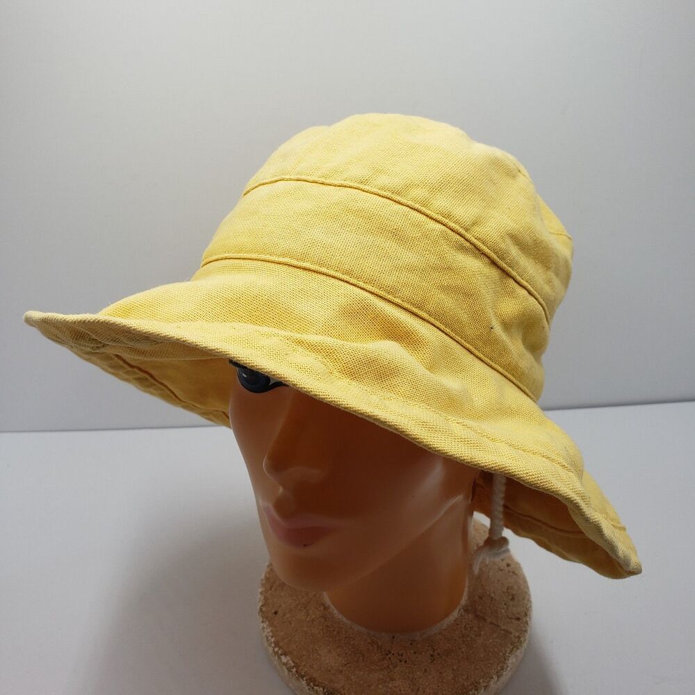 SCALA Collezione Hat OS One Size Cotton Canvas Mustard Yellow Bucket Sun Beach